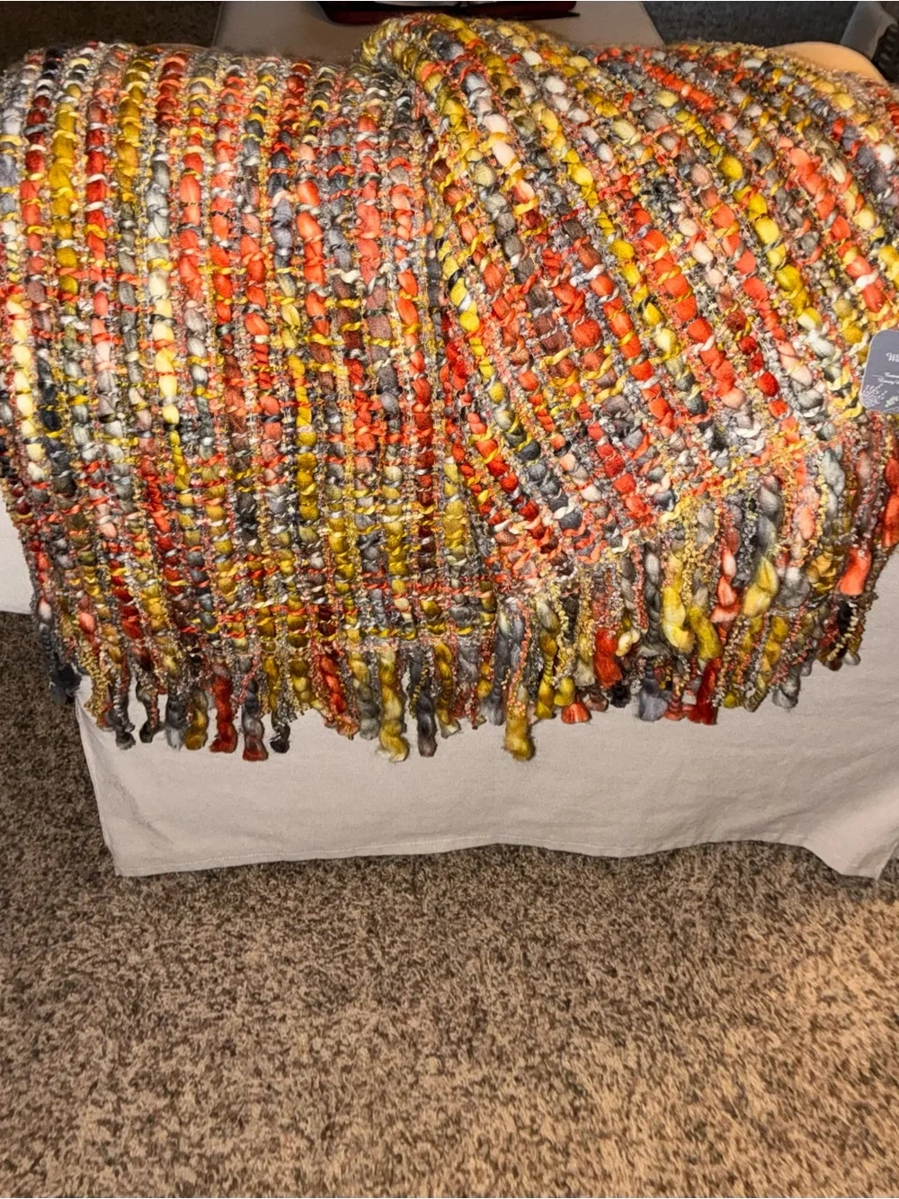 NWT Wild Petals Chunky Fringed Throw Fall Colors
